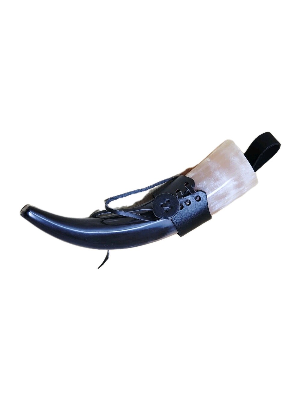 Viking Drinking Horn Mug with Leather Strap Beer Wine Cup Ale